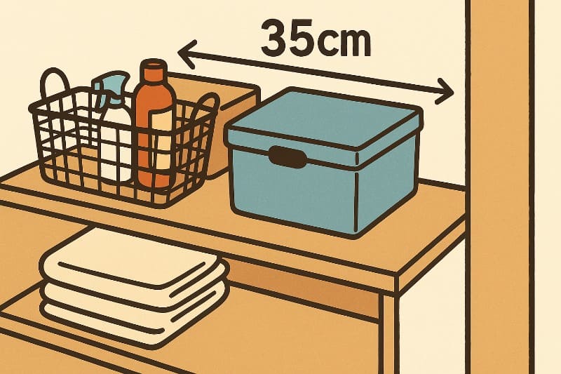 奥行35cmの棚で使いやすい収納方法