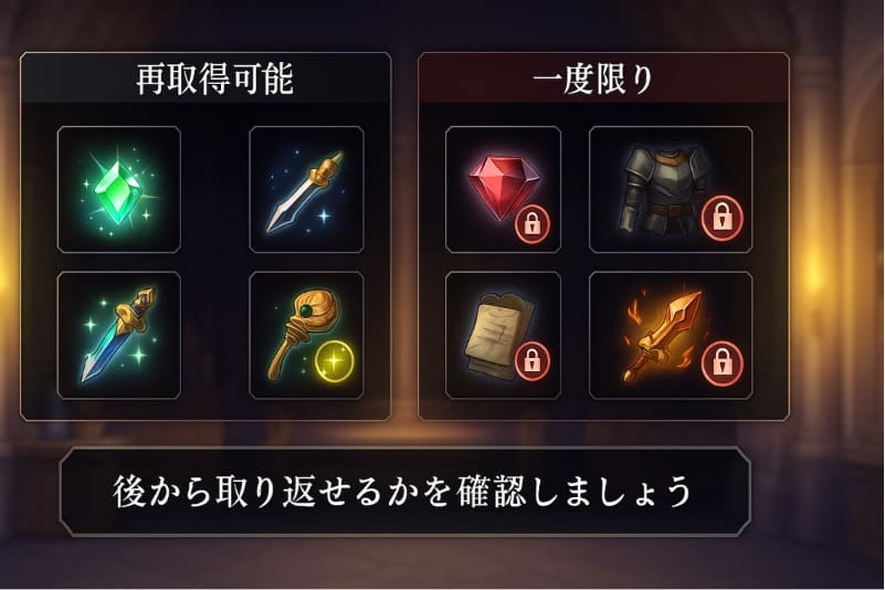 アナデン取り返しのつかない要素。後から取り返せる要素との違いを理解する