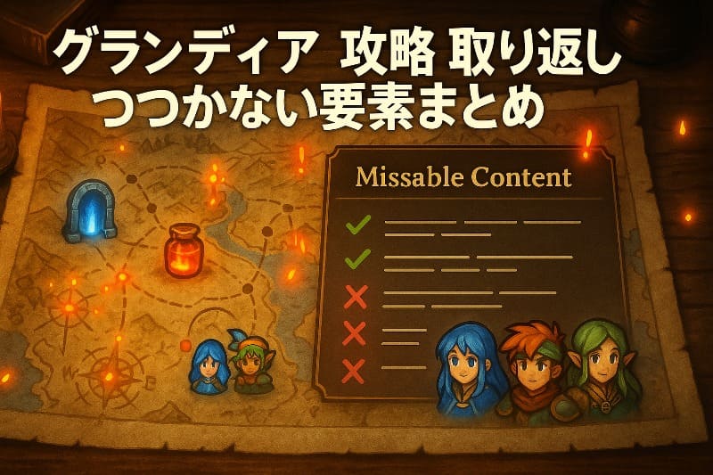 グランディア 攻略 取り返しのつかない要素まとめ