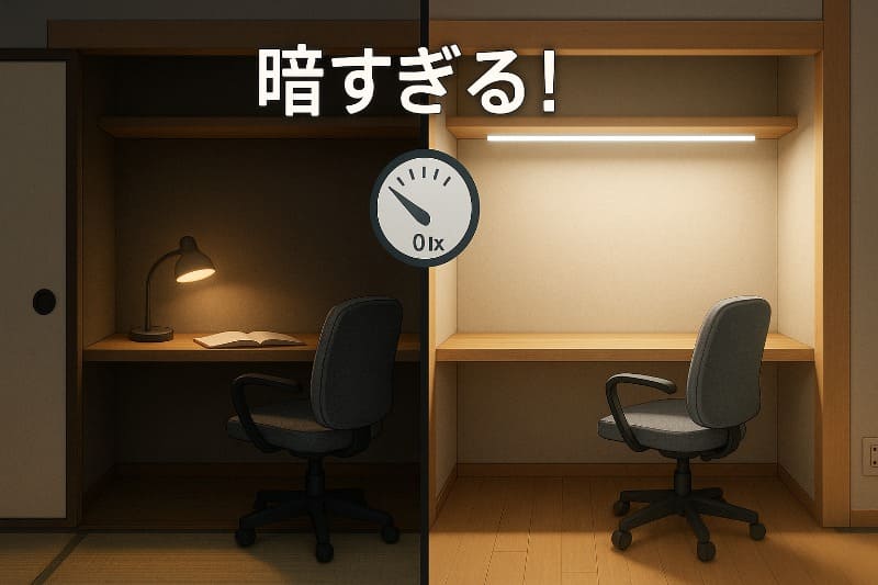 押入れデスクの照明が暗くなりがちな理由
