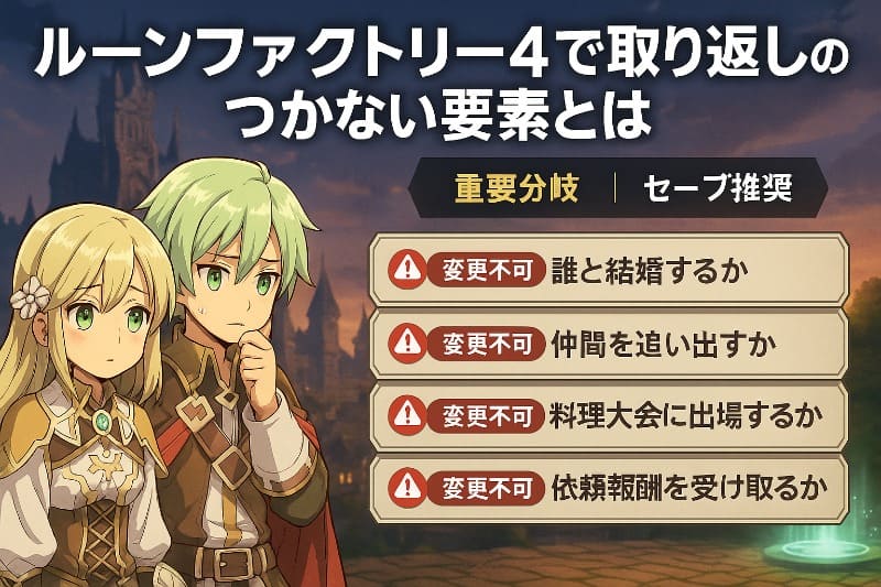 ルーンファクトリー4で取り返しのつかない要素とは