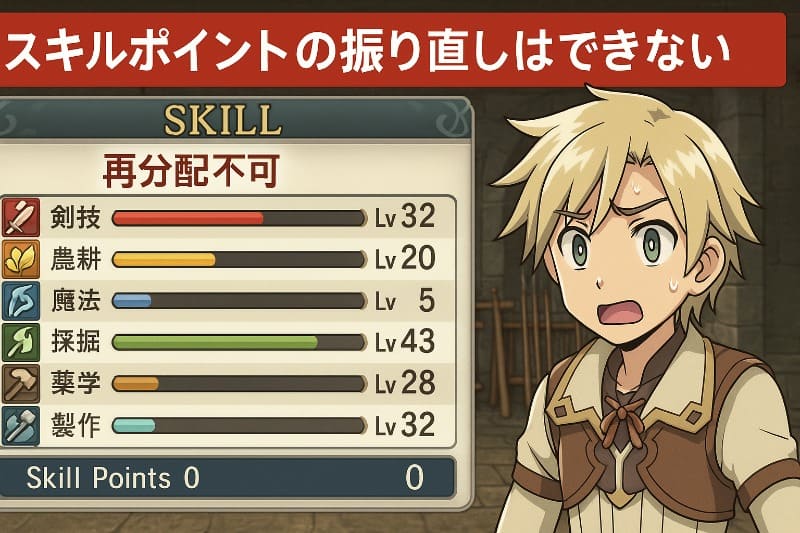 ルーンファクトリー4 取り返しのつかない要素。スキルポイントの振り直しはできない