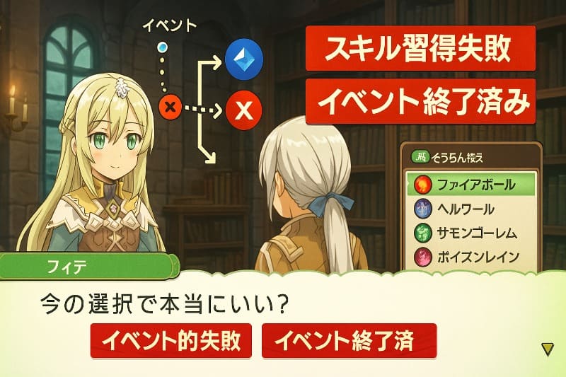 ルーンファクトリー4 取り返しのつかない要素。イベント分岐の見逃しで習得不可スキルも