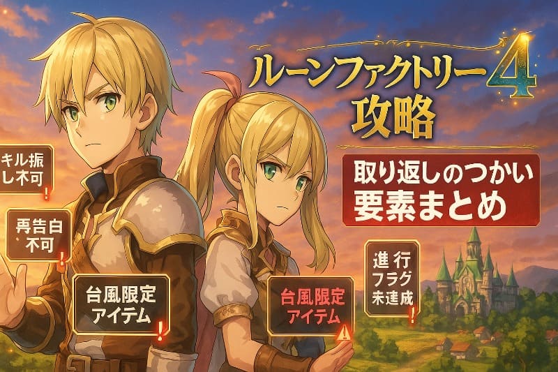 ルーンファクトリー4攻略｜取り返しのつかない要素一覧