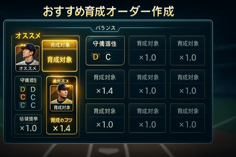 プロスピ vロード周回 おすすめ。おすすめ育成オーダーの組み方