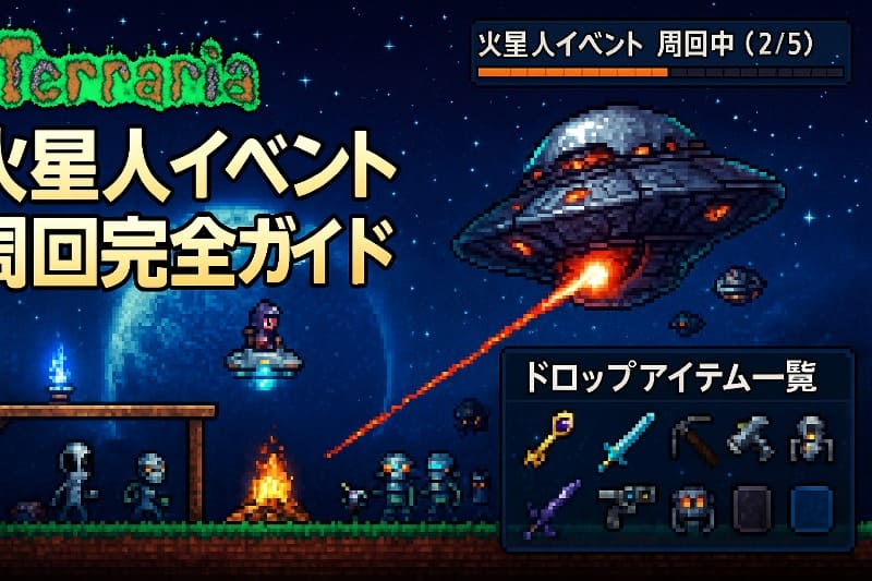 テラリア火星人イベント周回手順と報酬アイテム一覧