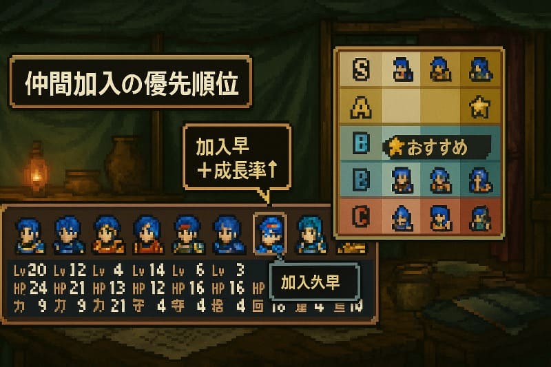 ファイアーエムブレム紋章の謎 取り返しのつかない要素。キャラ評価を踏まえた仲間加入の優先順位