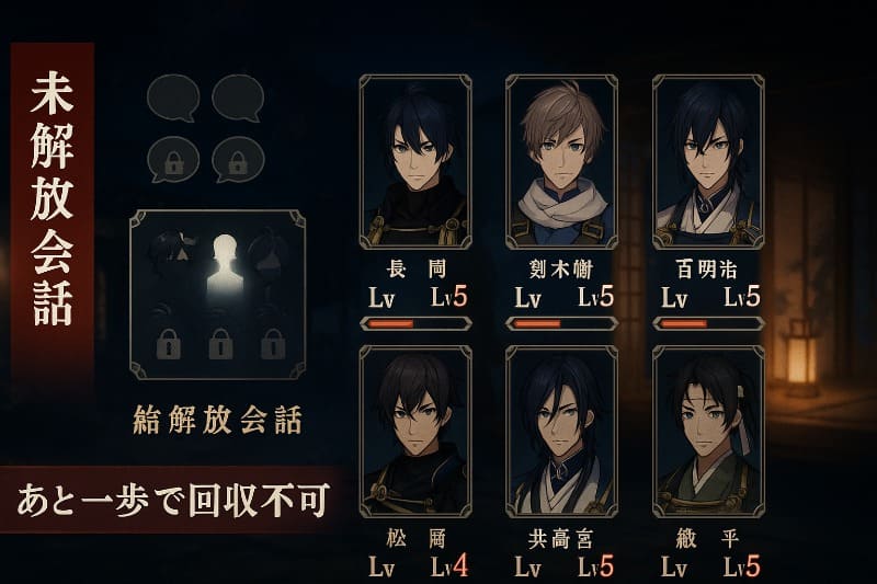刀剣乱舞無双 取り返しのつかない要素。絆レベルを上げ忘れると回収不可