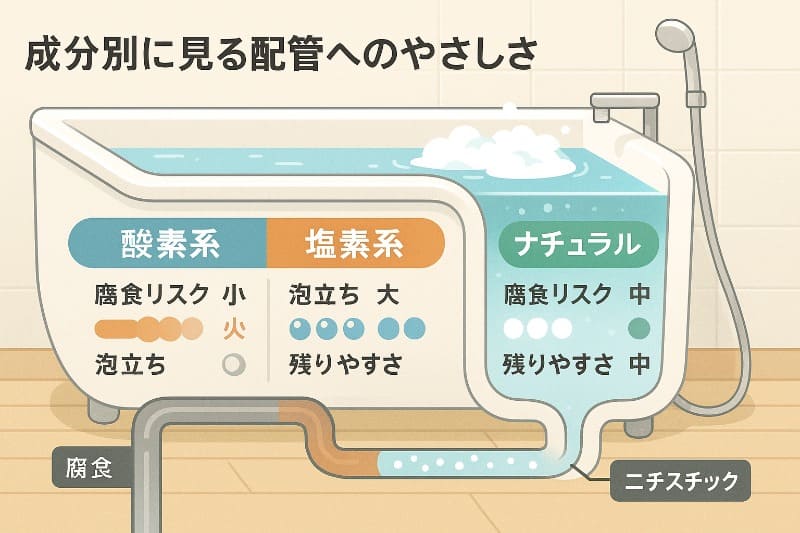 風呂釜洗浄剤 一つ穴用 最強。成分別に見る配管へのやさしさ