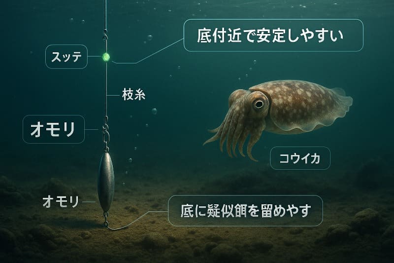 コウイカ 最強 仕掛け。胴付き仕掛けが最強と言われる根拠