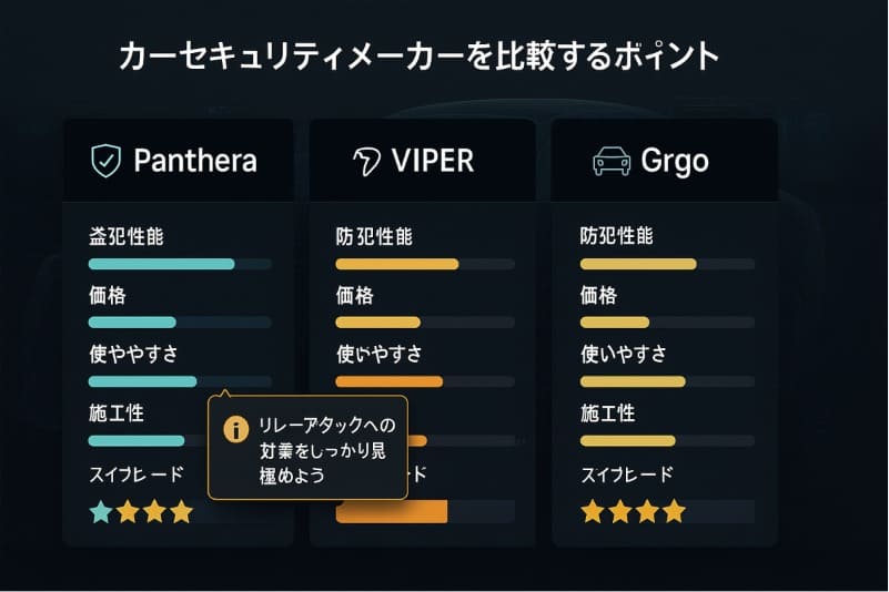 カーセキュリティメーカーを比較するポイント