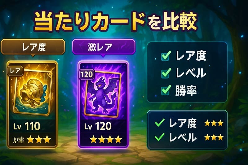 ぐるり森の当たりカードを比較