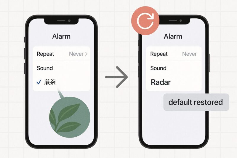 アラーム音がデフォルトになる場合の確認方法