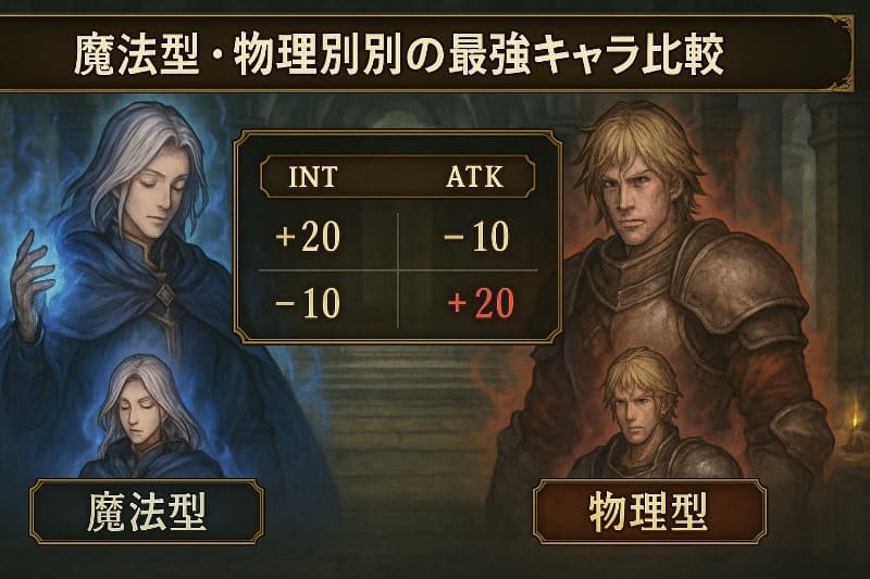 魔法型・物理型別の最強キャラ比較