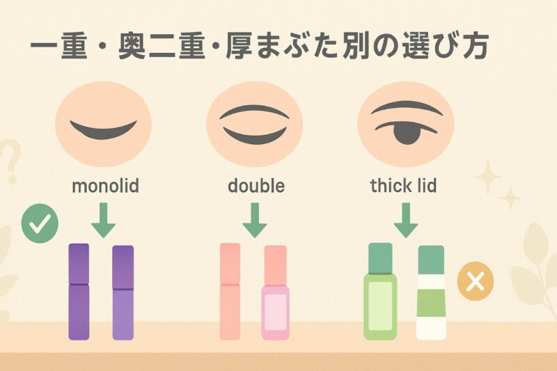 一重・奥二重・厚まぶた別の選び方
