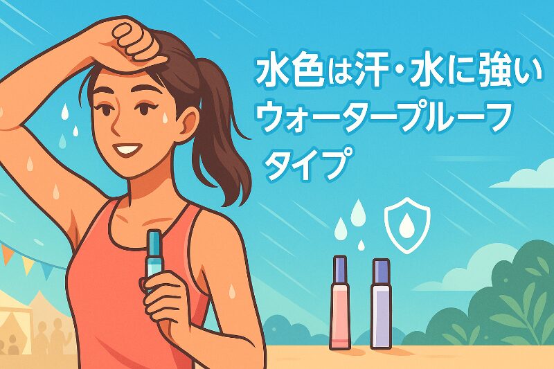 水色は汗・水に強いウォータープルーフタイプ