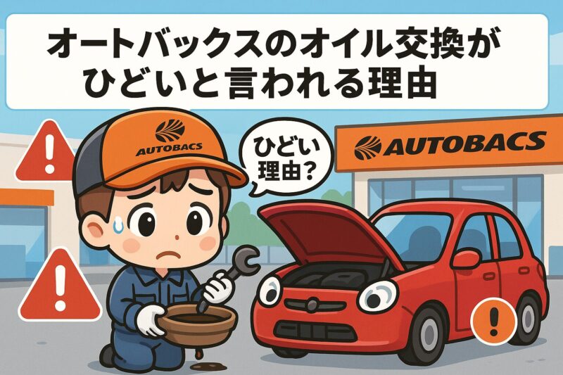 オートバックスのオイル交換がひどいと言われる理由を表現したねんどろいど風イラスト