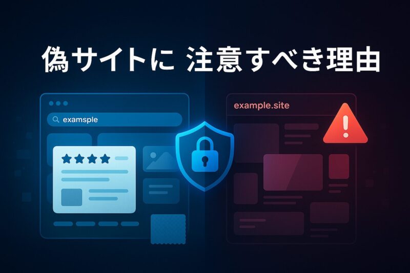 alt="びっくりカーテンの偽サイトに注意すべき理由を示すセキュリティ比較イメージ"