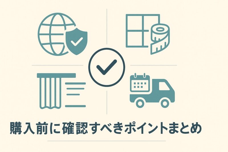 alt="びっくりカーテン購入前に確認すべきポイントをまとめたインフォグラフィック"