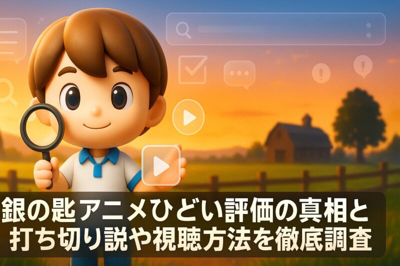 銀の匙アニメひどい評価の真相と打ち切り説や視聴方法を徹底調査