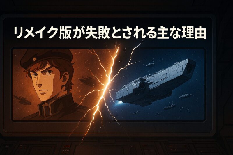 銀河英雄伝説リメイクが失敗とされる理由を旧作と新作映像の対比で表現したイメージ