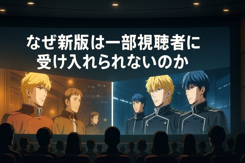 銀河英雄伝説リメイクが一部視聴者に受け入れられない理由を映画館スクリーン構図で描いた画像