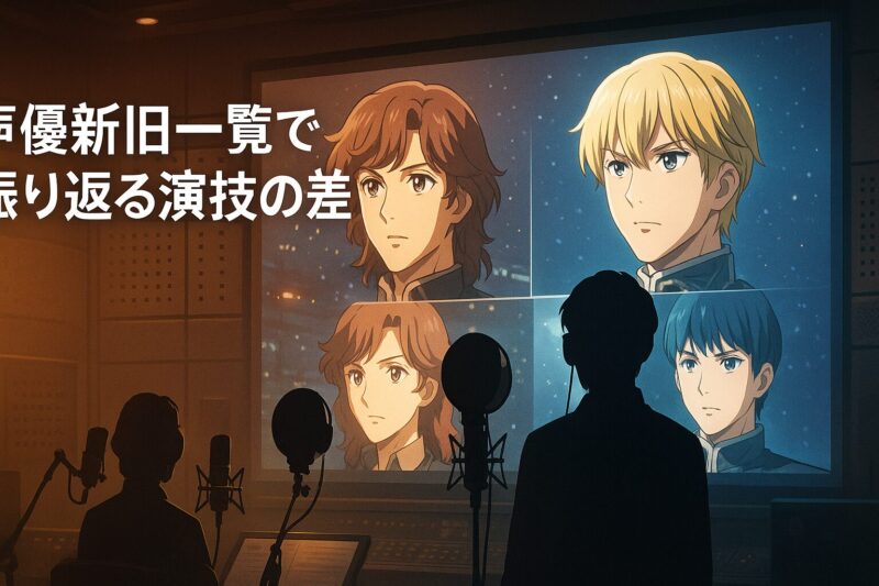 銀河英雄伝説の声優新旧一覧と演技の違いを録音スタジオ構図で描いた画像