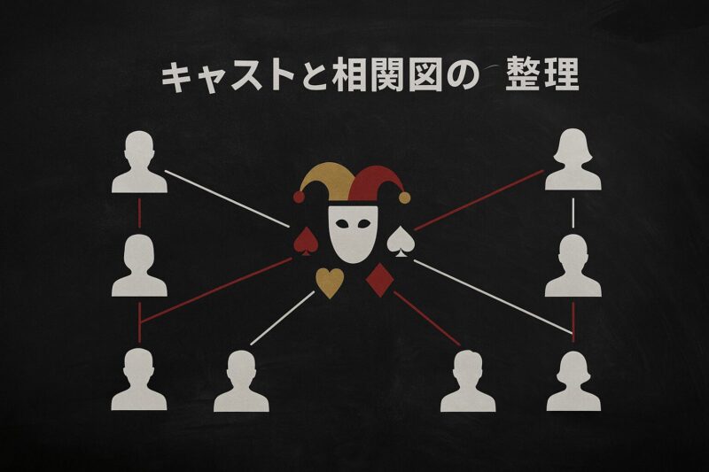 賭ケグルイ実写のキャストと相関図を黒板風に整理したイラスト