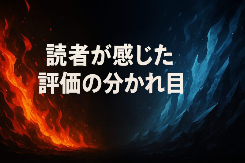 神様の言うとおり最終回に対する読者の評価の分かれ目を象徴する炎と氷の対立イメージ画像