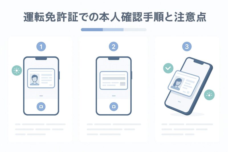 alt="運転免許証を使ったpaypay本人確認手順と注意点の説明図"