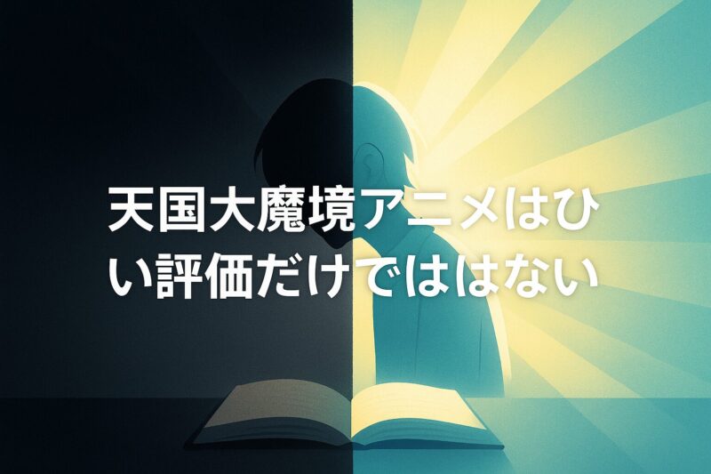 天国大魔境アニメはひどい評価だけではないことを示す光と闇の対比を用いたイラスト