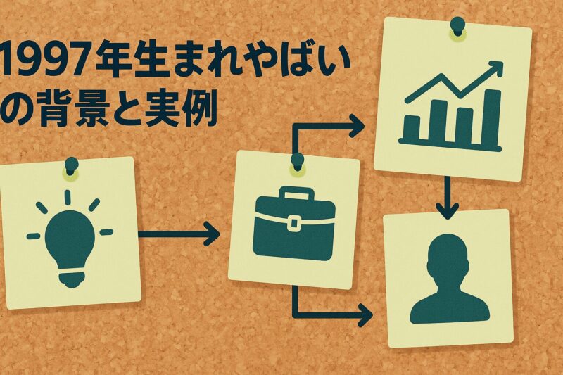 alt="1997年生まれやばいと言われる背景と実例を示すインフォグラフィック風のデザイン"