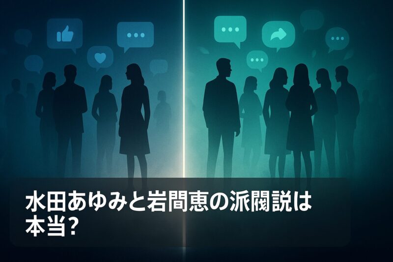 水田あゆみと岩間恵の派閥説を示す対立する二つのグループのイメージ画像  
