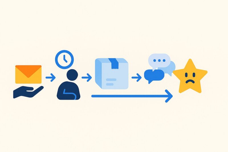alt="普通郵便を使うとどうなるのか実例から学ぶ5コマストーリーボードのイラスト"