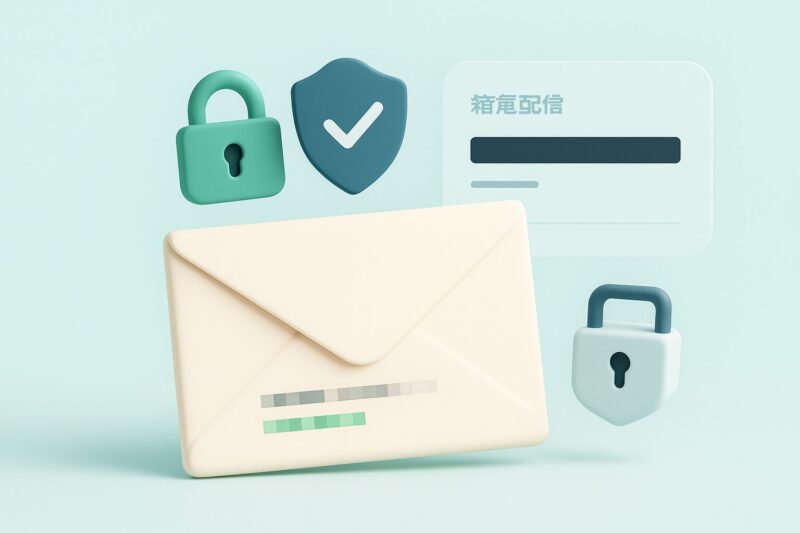 alt="個人情報が相手に知られるリスクを表現した封筒と匿名配送UIのイラスト"