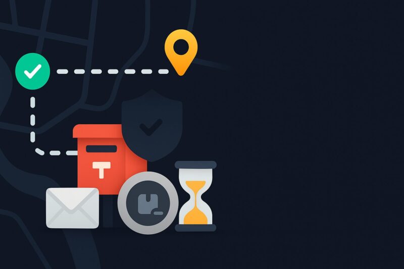 alt="追跡できないことによる不安と不便を示す地図と途切れたルートのイラスト"