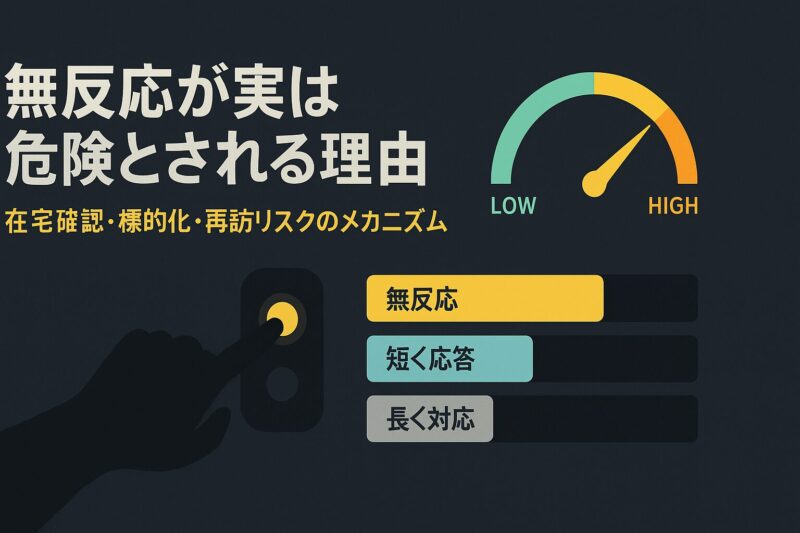 alt="無反応が実は危険とされる理由を示すチャイムとリスクメーターの図解"
