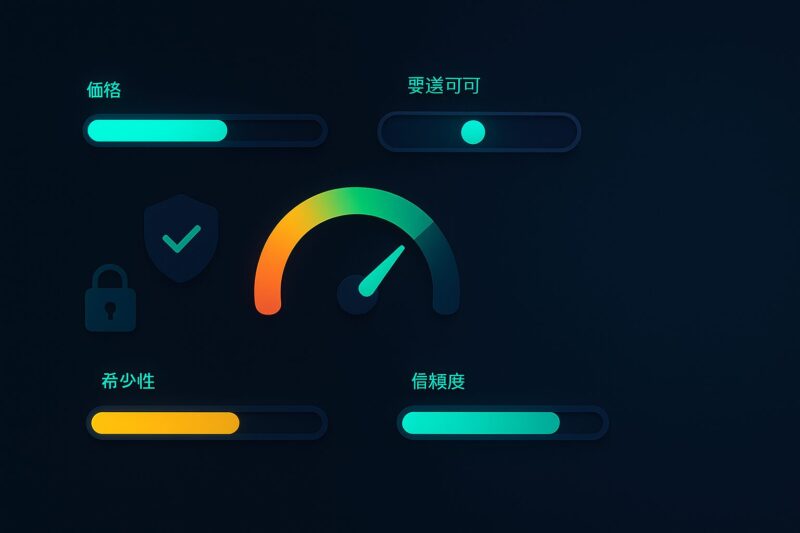 alt="メルカリ普通郵便を避けたほうがいい判断基準を表すダッシュボード風UIのイラスト"