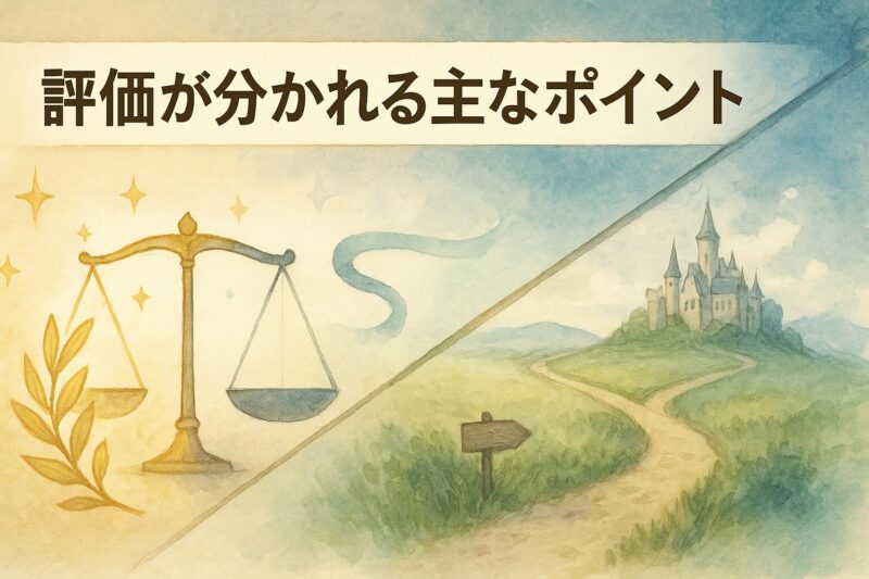 王様ランキングアニメの評価が分かれる主なポイントを示すイメージイラスト