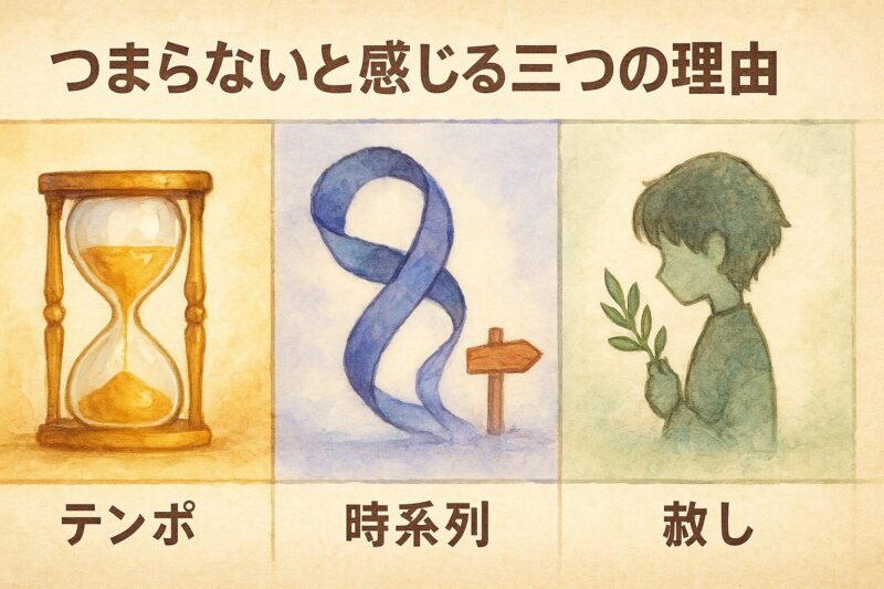 王様ランキングアニメがつまらないと感じる三つの理由を象徴するイメージイラスト