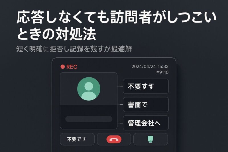 alt="応答しなくても訪問者がしつこいときの対処法を示すインターホンUIデザイン"
