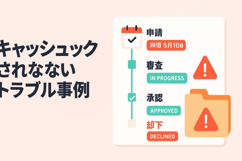 alt="トリドリマーケティングでキャッシュバックされないトラブル事例を注意喚起する図"
