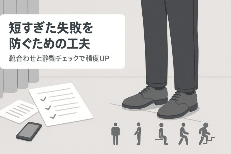 ユニクロ裾上げで短すぎた失敗を防ぐ工夫を試着チェックの動作シーンで解説する日本語図解  
