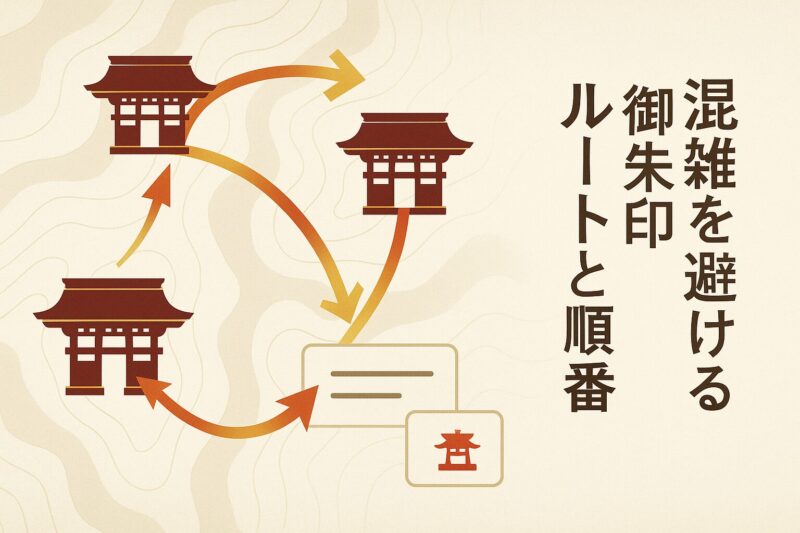 alt="日光東照宮の御朱印ルートを示したインフォグラフィック。混雑を避ける順番を視覚的に説明する図。"