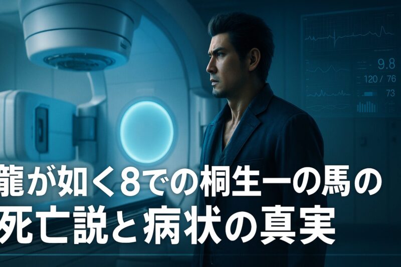 龍が如く8で噂された桐生一馬の死亡説と病状の真実を表現した医療施設シーンのイメージ。
